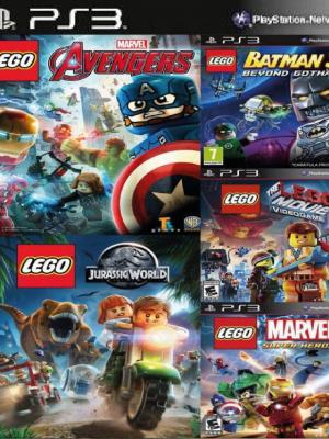 5 juegos en 1 LEGO MARVELS AVENGERS LEGO JURASSIC WORLD  THE LEGO MOVIE VIDEOGAME LEGO MARVEL SUPER HEROES LEGO  BATMAN 3 BEYOND GOTHAM Ps3